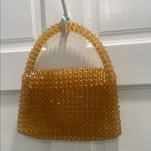 Gold Beaded Shoulder Bag with Vintage Charm